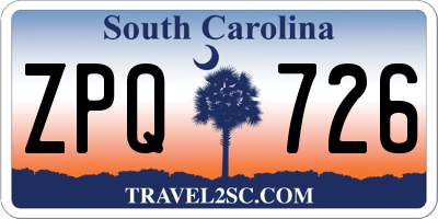 SC license plate ZPQ726