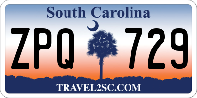 SC license plate ZPQ729