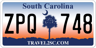 SC license plate ZPQ748