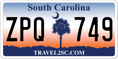 SC license plate ZPQ749