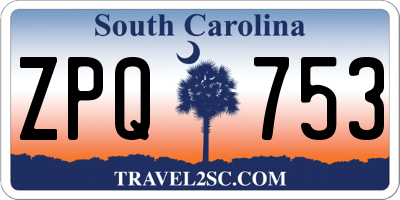 SC license plate ZPQ753