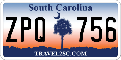 SC license plate ZPQ756