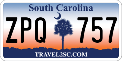 SC license plate ZPQ757