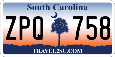 SC license plate ZPQ758