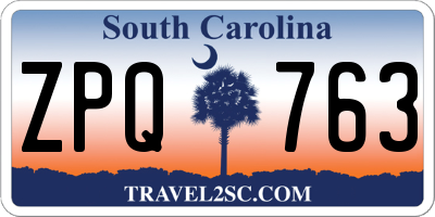 SC license plate ZPQ763