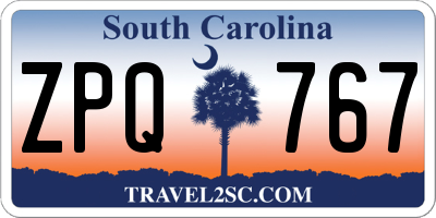 SC license plate ZPQ767