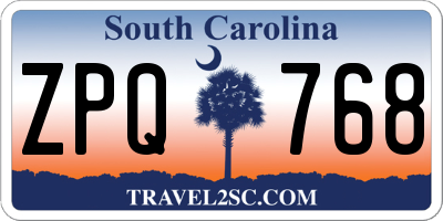SC license plate ZPQ768