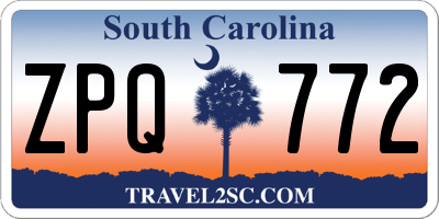 SC license plate ZPQ772