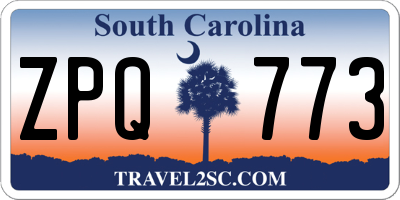 SC license plate ZPQ773