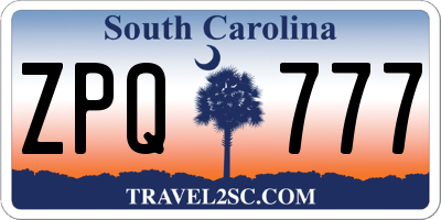 SC license plate ZPQ777