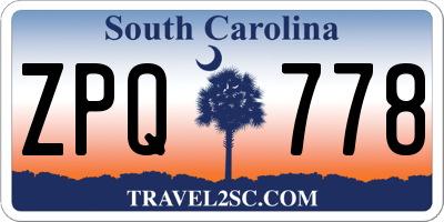 SC license plate ZPQ778