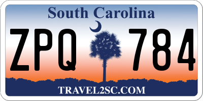 SC license plate ZPQ784