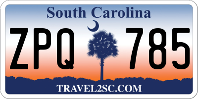 SC license plate ZPQ785