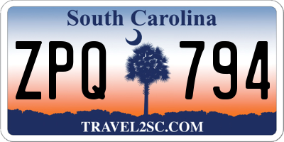 SC license plate ZPQ794