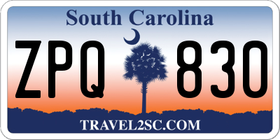SC license plate ZPQ830