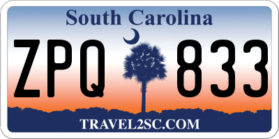 SC license plate ZPQ833