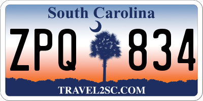 SC license plate ZPQ834