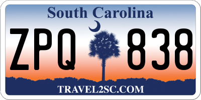 SC license plate ZPQ838