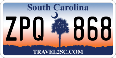 SC license plate ZPQ868