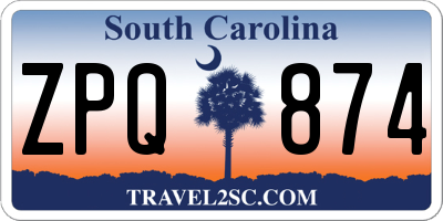 SC license plate ZPQ874