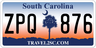 SC license plate ZPQ876