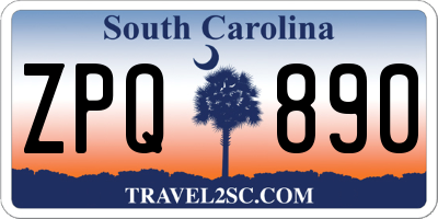 SC license plate ZPQ890