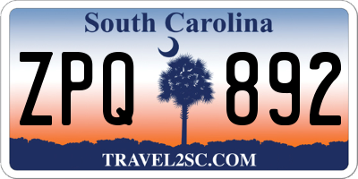 SC license plate ZPQ892