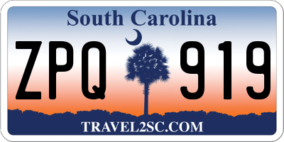 SC license plate ZPQ919