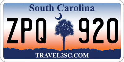 SC license plate ZPQ920