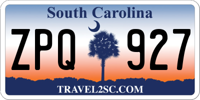 SC license plate ZPQ927