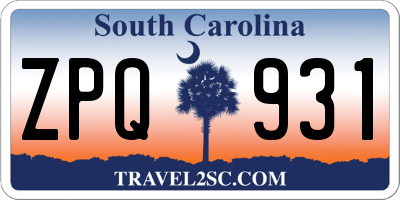 SC license plate ZPQ931