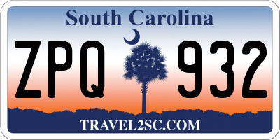 SC license plate ZPQ932