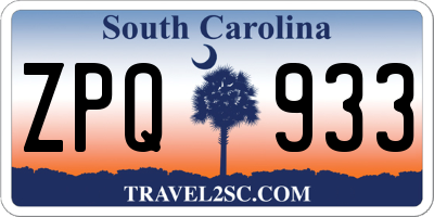 SC license plate ZPQ933