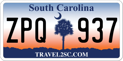 SC license plate ZPQ937
