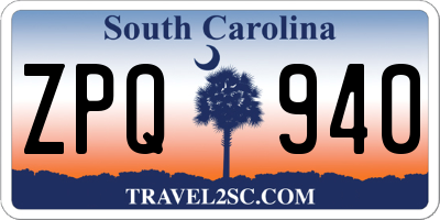 SC license plate ZPQ940