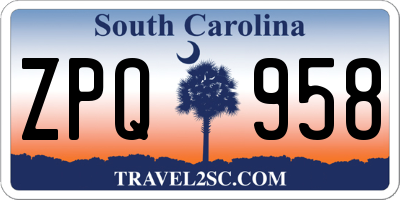 SC license plate ZPQ958