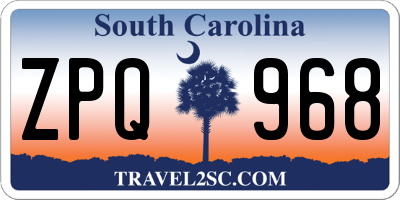 SC license plate ZPQ968