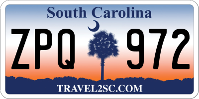 SC license plate ZPQ972