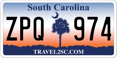 SC license plate ZPQ974