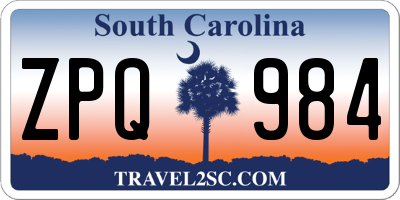 SC license plate ZPQ984