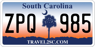 SC license plate ZPQ985