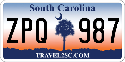 SC license plate ZPQ987