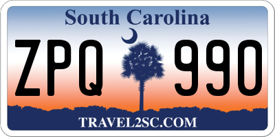 SC license plate ZPQ990