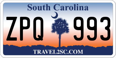 SC license plate ZPQ993