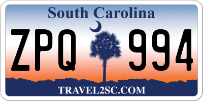 SC license plate ZPQ994