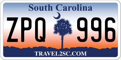 SC license plate ZPQ996