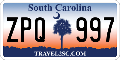SC license plate ZPQ997