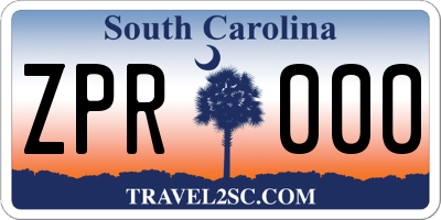 SC license plate ZPR000