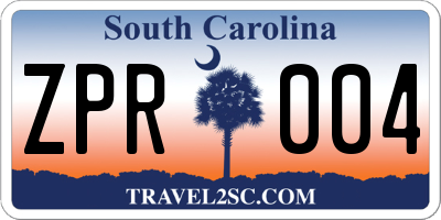 SC license plate ZPR004