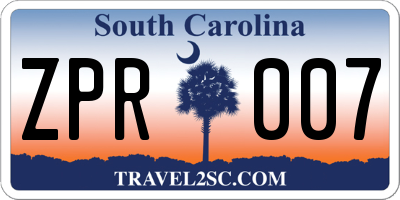 SC license plate ZPR007